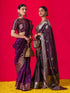 The Royal Purple Muga Silk Saree with Blouse Fabric